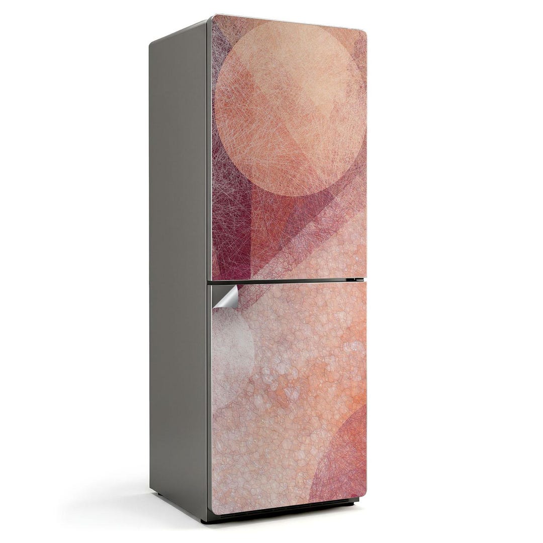Patterned Refrigerator Abstract Pattern With Circles Fridge Wrap Sticker, Creamy Refrigerator ...