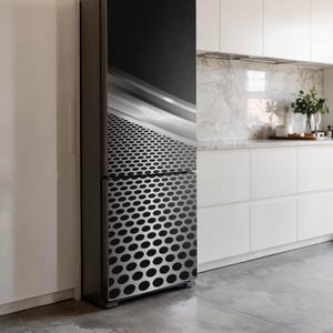 Abstract Mesh Pattern Fridge Door Cover, Black Refrigerator Sticker, Kitchen Stickers, Dining-Room Decoration
