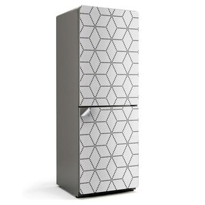 Pattern Of Diamonds In A Grid Fridge Sticker, White Fridge Door Cover, Removable Sticker, Housewarming Gift