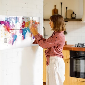 Tablero magnético con mapa del mundo, lugares que has visitado, mapa de viaje multicolor, mapa de países visitados, marcador + esponja