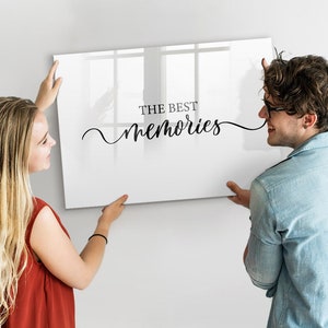 Tablero magnético de recuerdos con inscripción, tablero de fotos para pared, tablero de notas monocromático, lista de tareas para hacer en la pared, marcador + esponja