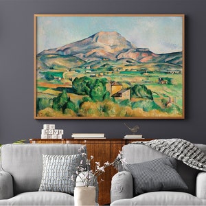 Mont Sainte Victoire by Paul Cezanne #174 Reproduction Prints, Masterpiece Classic, Retro Prints, Green, Amber, Retro Oil Painting
