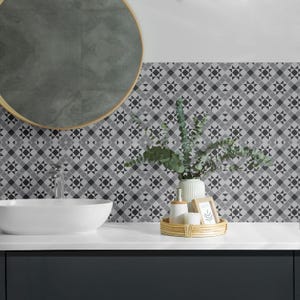 Geometric Stars PVC Wall Tiles, Gray Tile Stickers, Self Adhesive Tiles, Texture Tile Stickers, Wall Tile Stickers