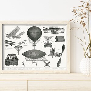 Retro Print Of Early Aerial Machines #298 Retro Prints, White, Grey, Retro Sketch Art, Antique Prints, Retro Drawing