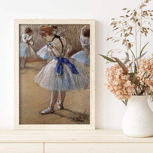 Der Tänzer Edgar Degas Poster, weißer Kunstdruck, blaue Wanddekoration, Retro Wandbehang, altes Gemälde, Wandkunst #627