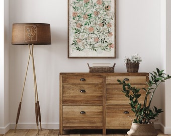 Ilustración de jazmín de William Morris n.° 227, póster retro, naranja, verde, impresión artística famosa, ilustración retro, impresión floral retro