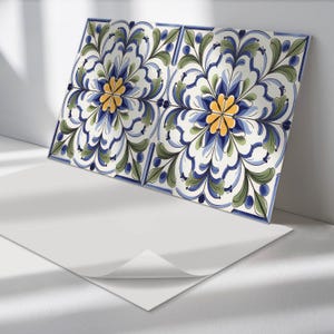 Floral ceramic Panel Stickers, Blue Self Adhesive Panels, Backsplash Panel , Textures Decal Decor, Wall Panel Stickers
