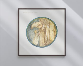 Benvenuti a casa dal libro dei fiori 1905 di Sir Edward Burne Jones #537 Poster, Stampa di pittura, Arte moderna, Estetismo, Beige, Blu