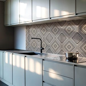 Geometric Lines PVC Wall Tiles, Black Tile Stickers, Self Adhesive Tiles, Texture Tile Stickers, Wall Tile Stickers