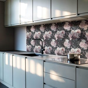 Floral Pattern Tile Stickers, Black Self Adhesive Tiles, Tile Stickers, Floral PVC Wall Tiles, Wall Tile Stickers