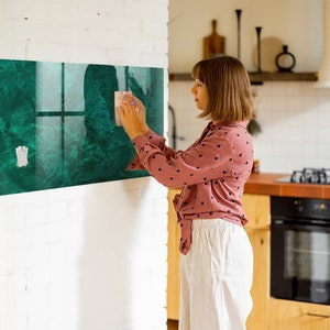 Pizarra magnética de pared esmeralda, centro de comando, tablero de exhibición verde, organizador de pared con patrón de textura, marcador de borrado en seco