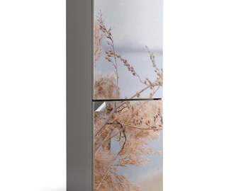 Calcomanía para refrigerador "Plantas naturales junto al agua", calcomanía beige para refrigerador, regalo de inauguración, calcomanías para cocina