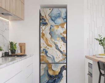 Abstract Fluid Pattern Fridge Magnetic Decal, Blue Aesthetic Fridge Magnet, Gift Idea, Fridge Mat