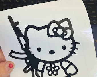 Cute Cat Car Decal | She Keeps That Thang On Her | Car Sticker | Cat Sticker | 2nd Amendment | Vinyl Decal