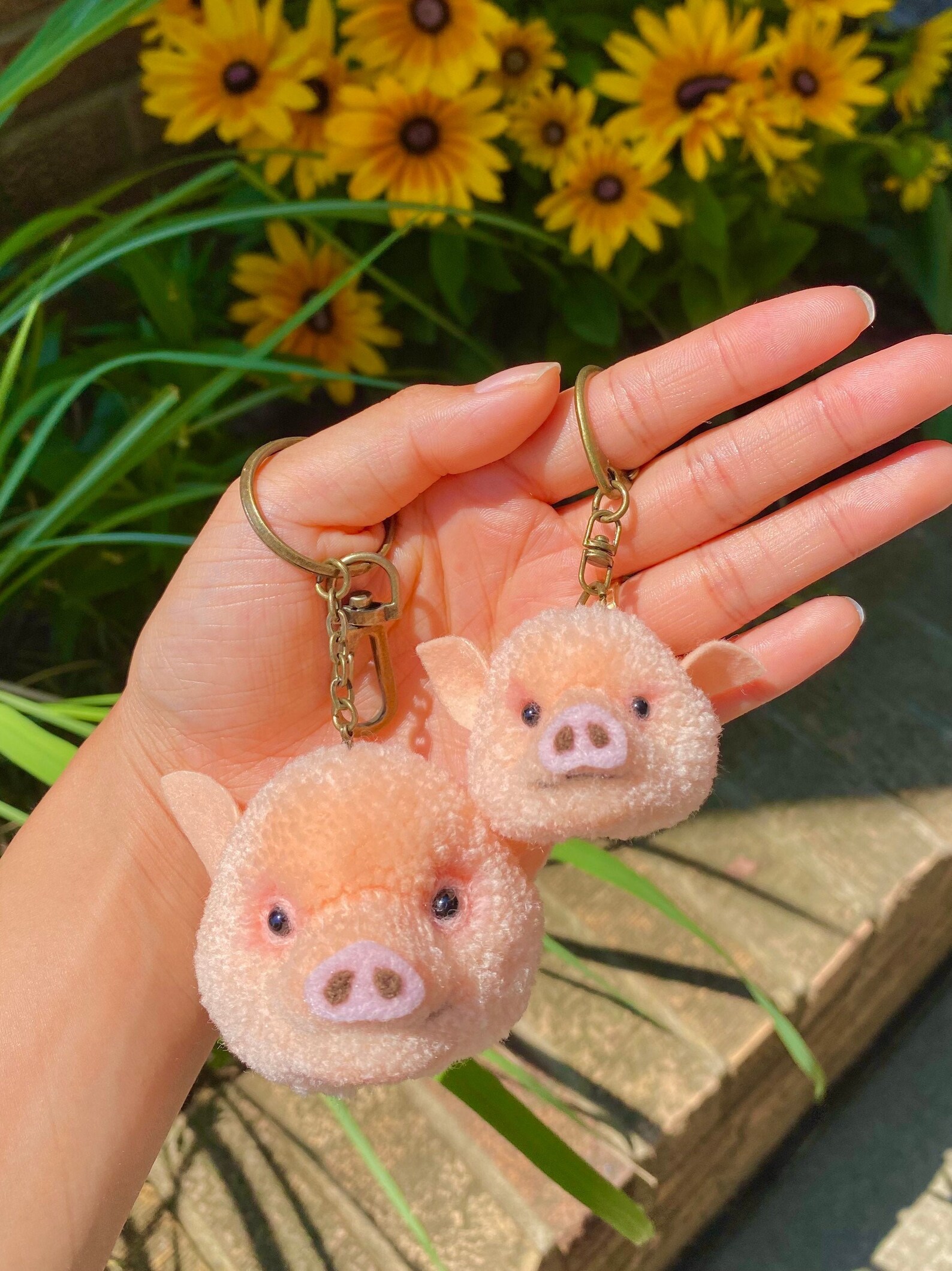 Crochet Pig Keychain Pig Plush Keychain Pig Keychain Etsy
