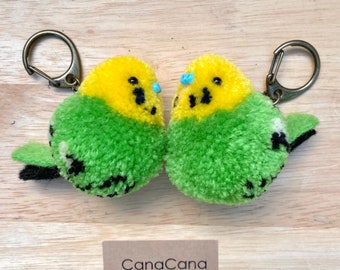 Green Budgie Bird Keychain Handmade, Green Parakeet, Green Budgie, Bird Crochet Pattern Gift, Bird Plush, Bird Stuffed Animal