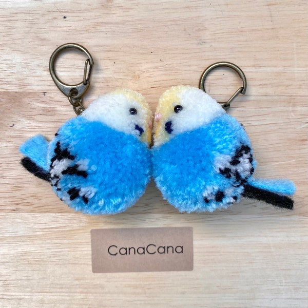 Blue Budgie Bird Keychain Handmade, Blue Parakeet, Blue Budgie, Bird Crochet Pattern Gift, Bird Plush, Bird Keyring, Bird Stuffed Animal