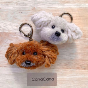 Poodle Charm, Poodle Keychain, Poodle Crochet, White Poodle Gift, Brown Poodle, Toy Poodle Animal Pom Pom