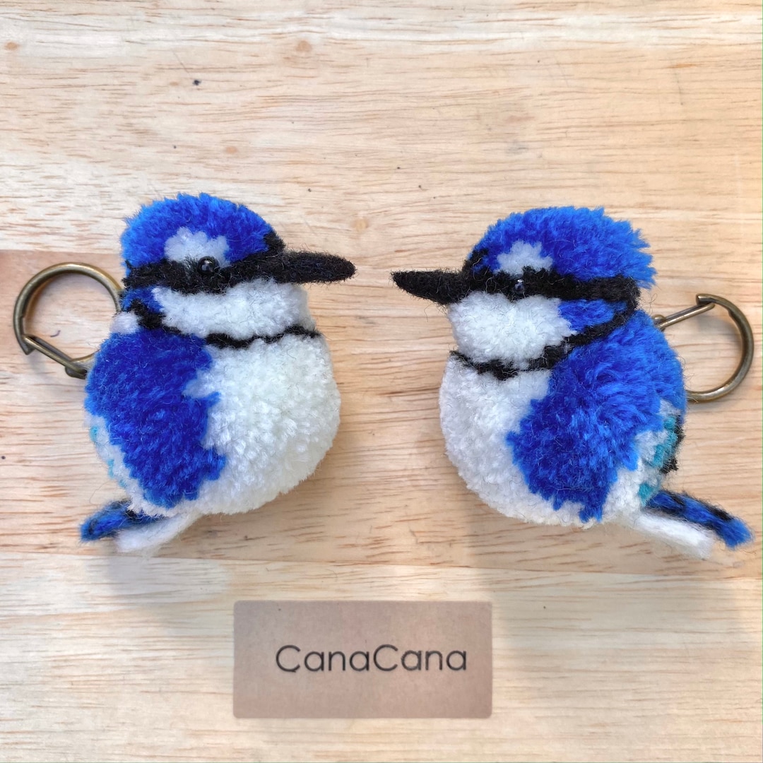 Blue Jay Bird Keyring Handmade, Blue Jay Charm, Blue Bird Keychain
