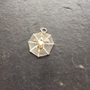 925 Sterling Silver 20x20mm Spider on Web Pendant or Charm Jewellery filigree pierced cut cut 3D small tiny Halloween Gift minimalist