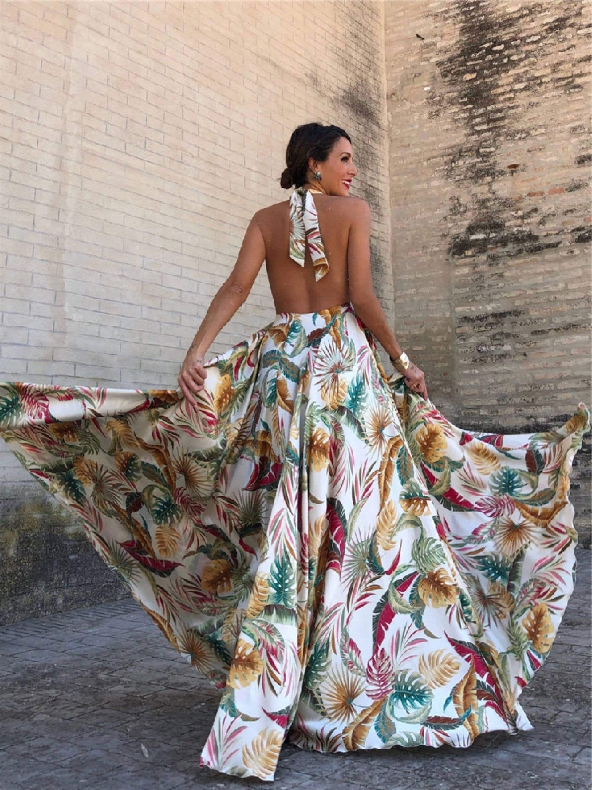 Floral Long Maxi Dress Sexy Bohemian Infinity Dress Backless | Etsy