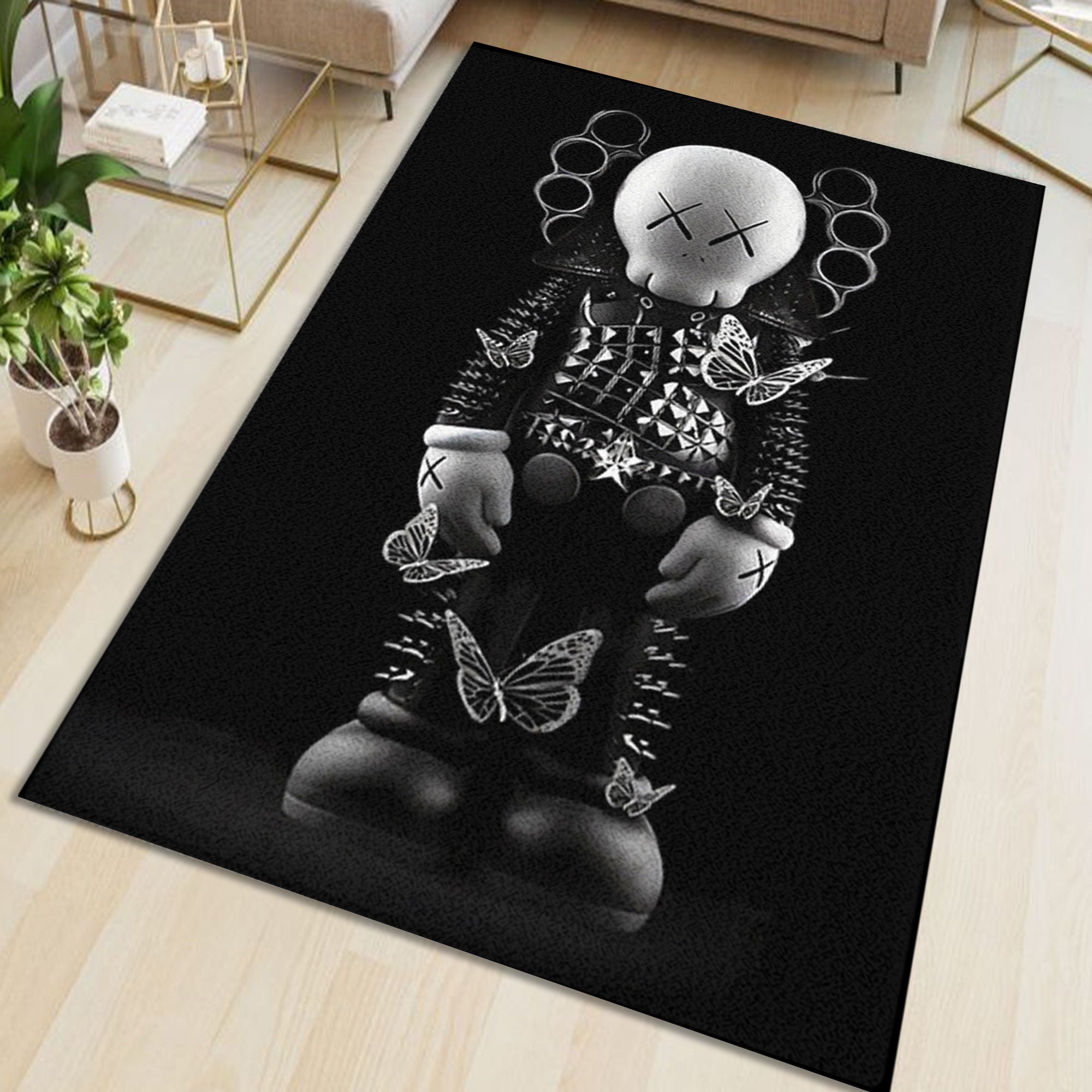 Black Kaws Rug Cool Fashion Inspired carpet Living room Etsy