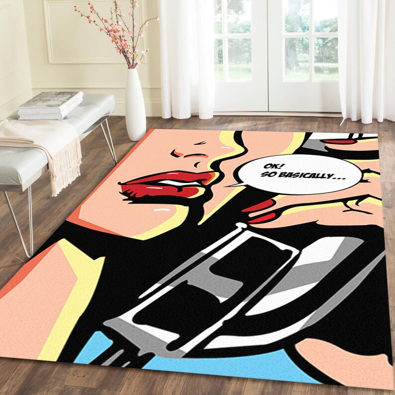 Girl on phone Area Rug Pop Art Retro Art Rug Street Fashion Etsy