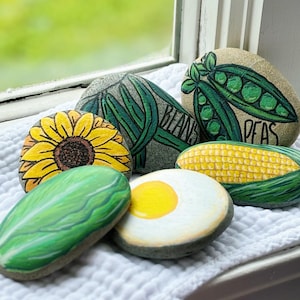 3-4 inch Painted Rock Markers, Painted Stones, Garden Marker