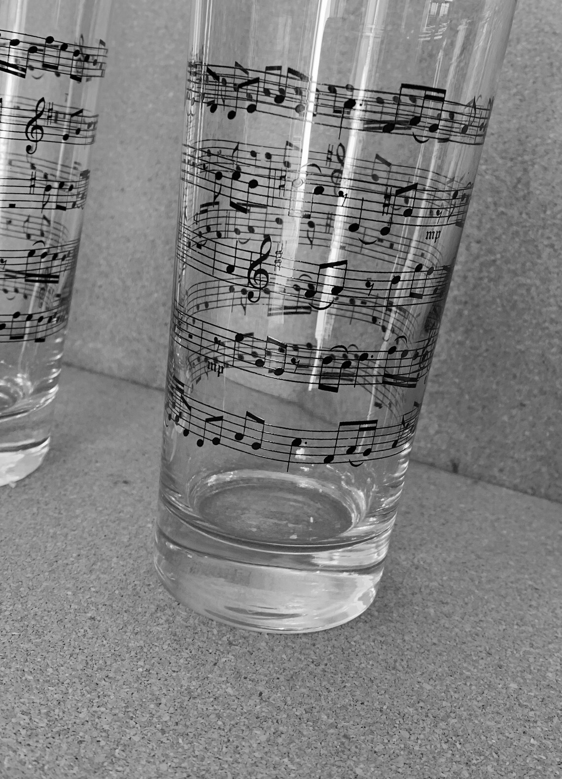 Two large Glass with sheet music Ikea Made in France. Clear Etsy