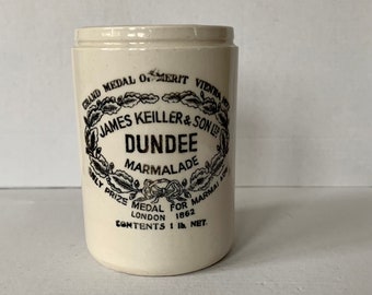 Old Antique Jar. Marmalade Jar. Dundee Marmalade. James Keiller & Son ironstone marmalade jar.