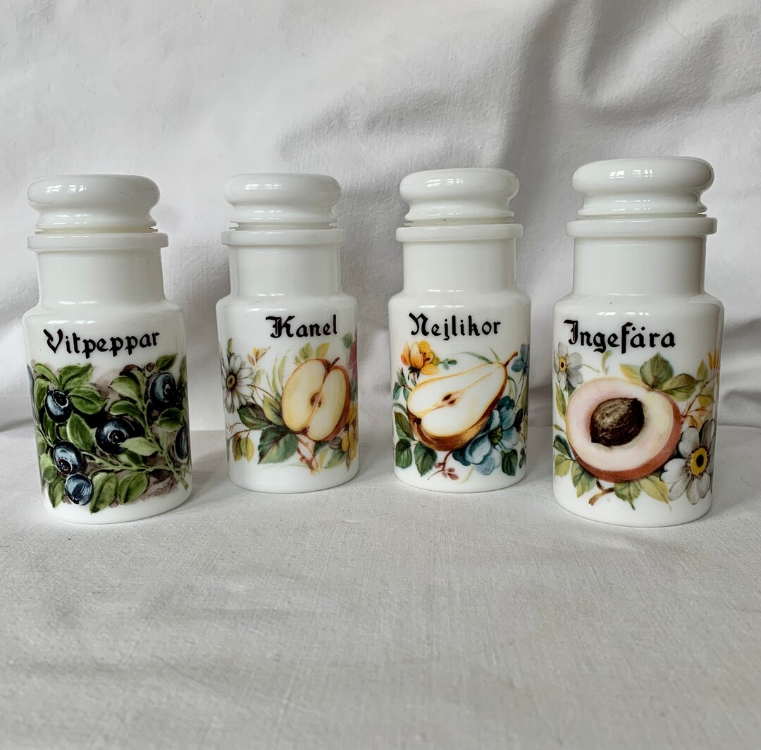 Set of Four Italian Spice Jars Made in Italy. ALIMENTI Kitchen Decor