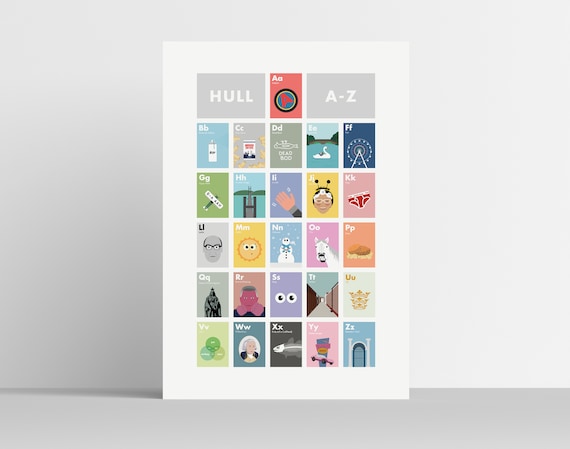 Hull A-Z, A3, Fine Art Giclee Print, Minimal/Contemporary Design