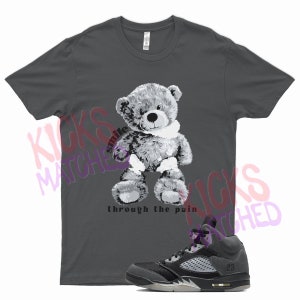 Grey &quot; SMILE &quot; T Shirt to match Jordan 5 Anthracite Wolf Grey by Kicks Matched