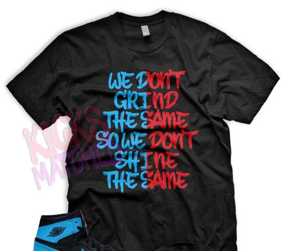 thumbnail image 2 of RTP Grind Different Sneaker T-Shirt – Match J1 UNC To Chicago Fearless – Black, Men's S-3XL 2 of 5