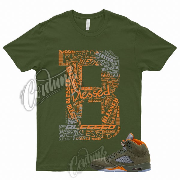 5 Olive Army Solar Orange Black Retro T Shirt Match BLESSED