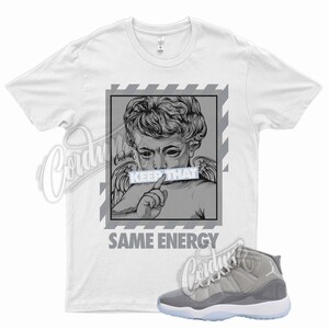 White ENERGY T Shirt for Air J1 11 Cool Grey 2021 Medium White Blue Wolf