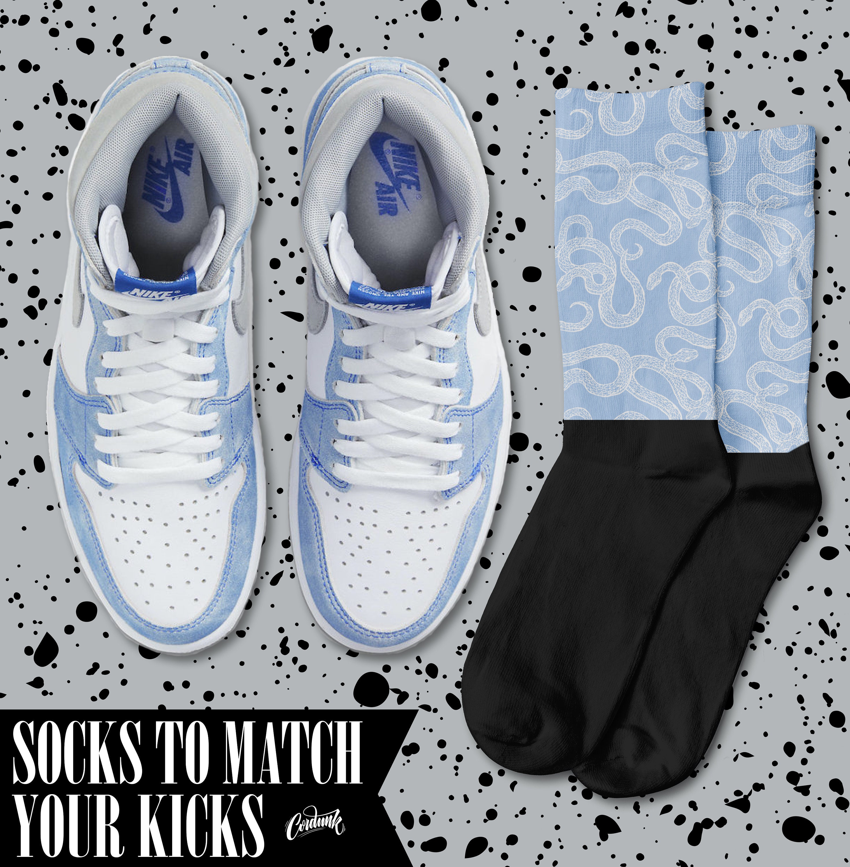 SNAKES PRINT Socks to Match Jordan 1 OG Hyper Royal Light - Etsy
