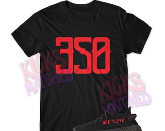 Black " 350 " T Shirt to match Yeezy V2 Bred Red 380 500 700 by Kicks Matched
