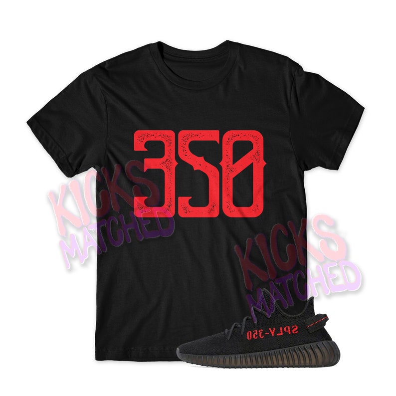 May include: Black t-shirt featuring the number "350" in red, alongside a black and red trainer. The trainer displays the text "320-YJ2". The items are set against a white backdrop.