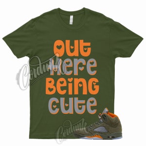 5 Olive Army Solar Orange Black Retro T Shirt Match CUTE