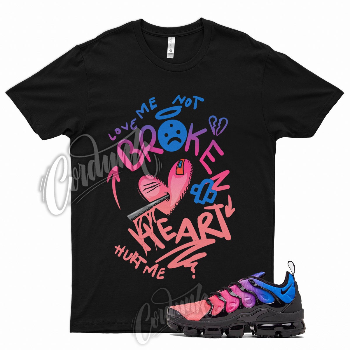 pink blue and black vapormax plus