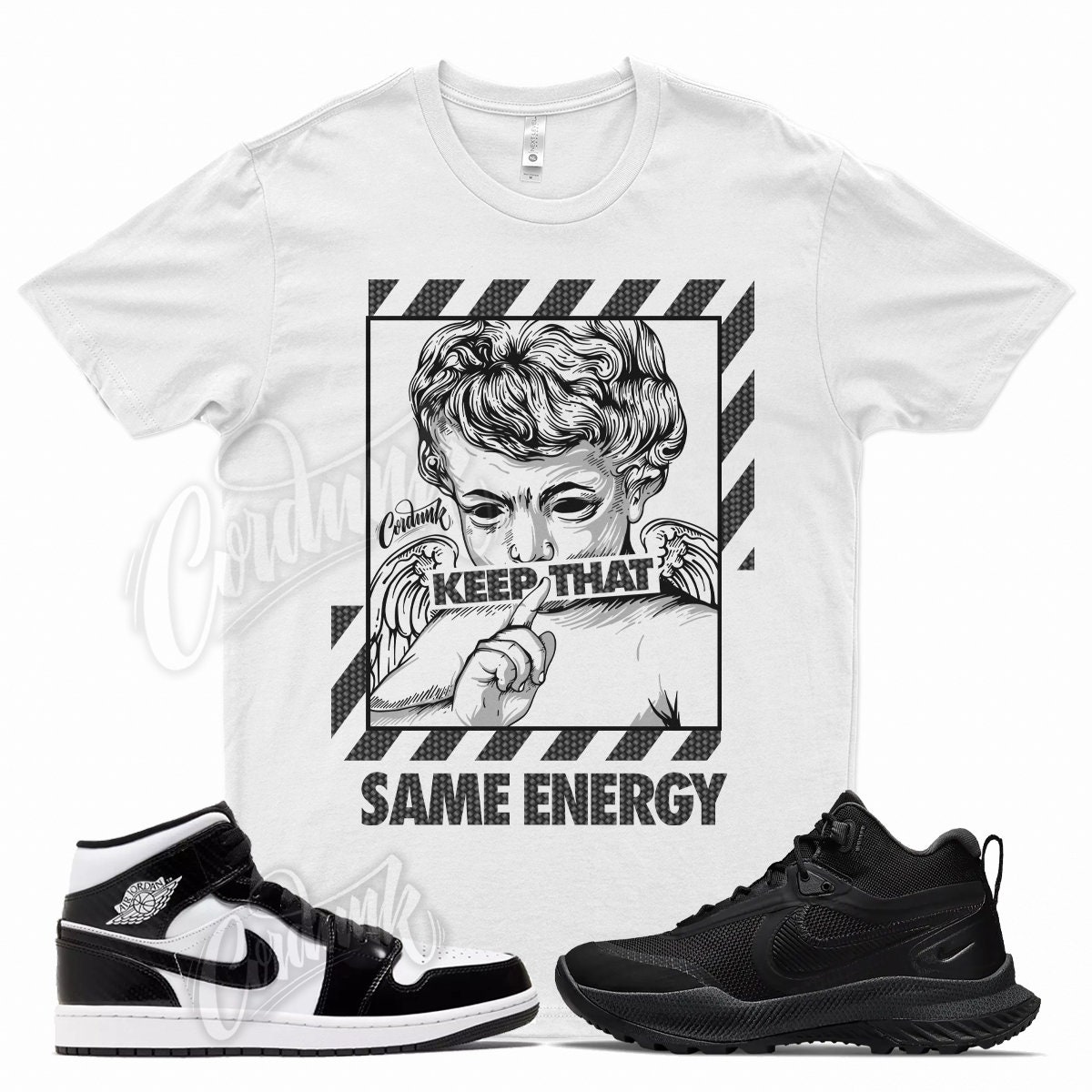 White ENERGY T Shirt for Jordan All Star Carbon Fiber React