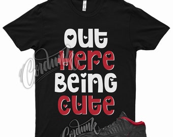 Black " CUTE " T Shirt for Air Jordan 11 Low Bred IE True Red Gym Varsity 1 by Kicks Matched