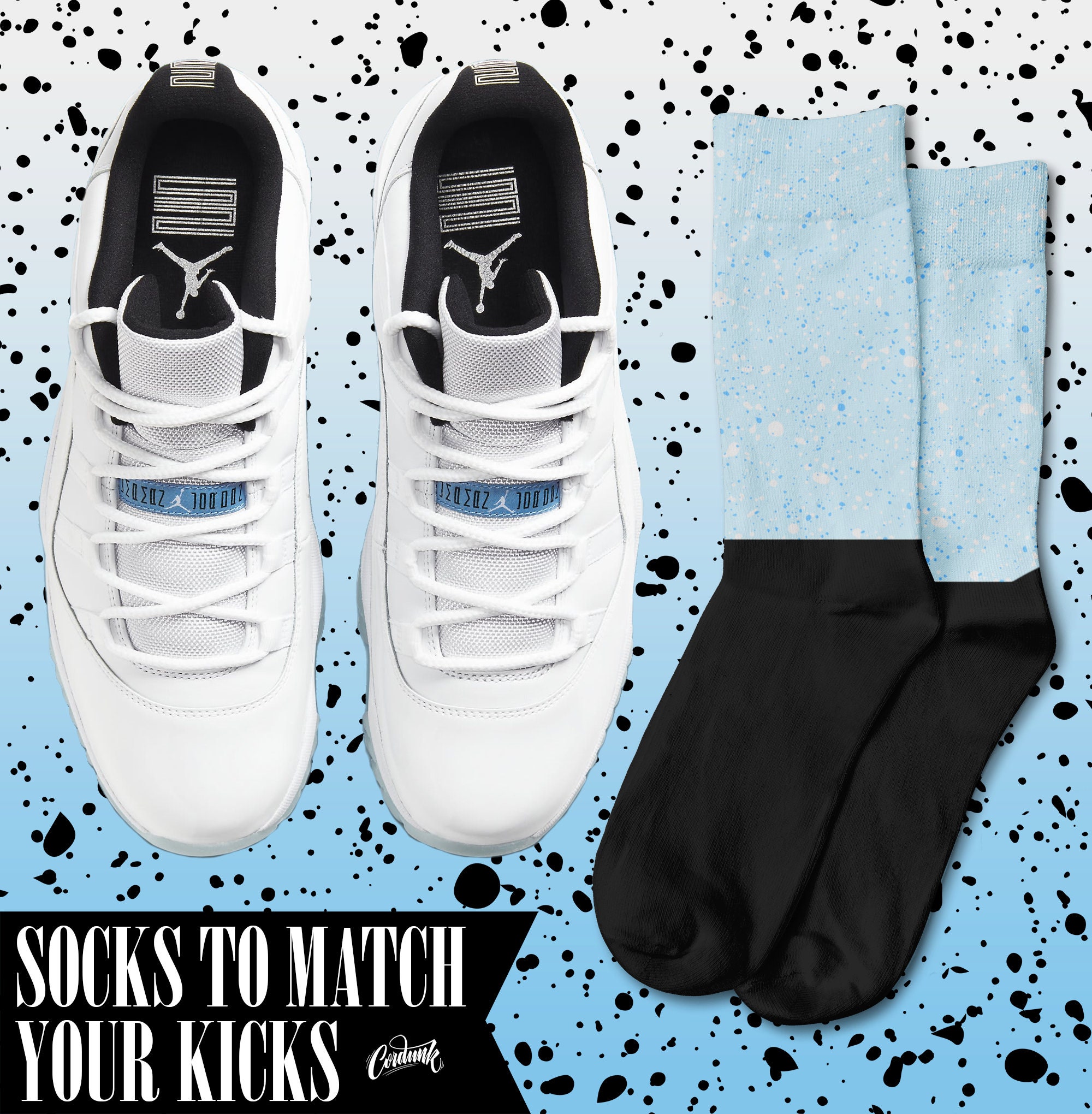 Buy SPECKS Socks for Jordan 11 Low Legend Blue Easter Concord Space Jam by  Kicks Matched Shirt Online in India - Etsy