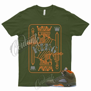 5 Olive Army Solar Orange Black Retro T Shirt Match KING