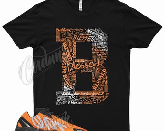 Black " BLESSED " T Shirt for Yeezy 700 MNVN Orange Enflame Blue Tint Bright Cyan 350 by Kicks Matched