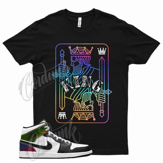 Black KING " T Shirt for Air Jordan 1 Color Heat Hologram by Kicks Matched