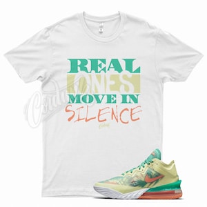 White "REAL ONES" T Shirt to match N LeBron 18 Low LeBronold Palmer Lime/Bright Mango-New Green by Kicks Matched