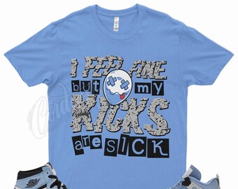 Carolina " SICK V2 " T Shirt for Jordan 4 University Blue 1 Hyper Royal UNC 1 3 by Kicks Matched