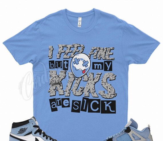 thumbnail image 2 of Cordunk White SICK 2 T-Shirt – Retro High OG Hyper Royal Grey University UNC Blue Inspired – Men's 2 of 5